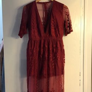 Red lace dress